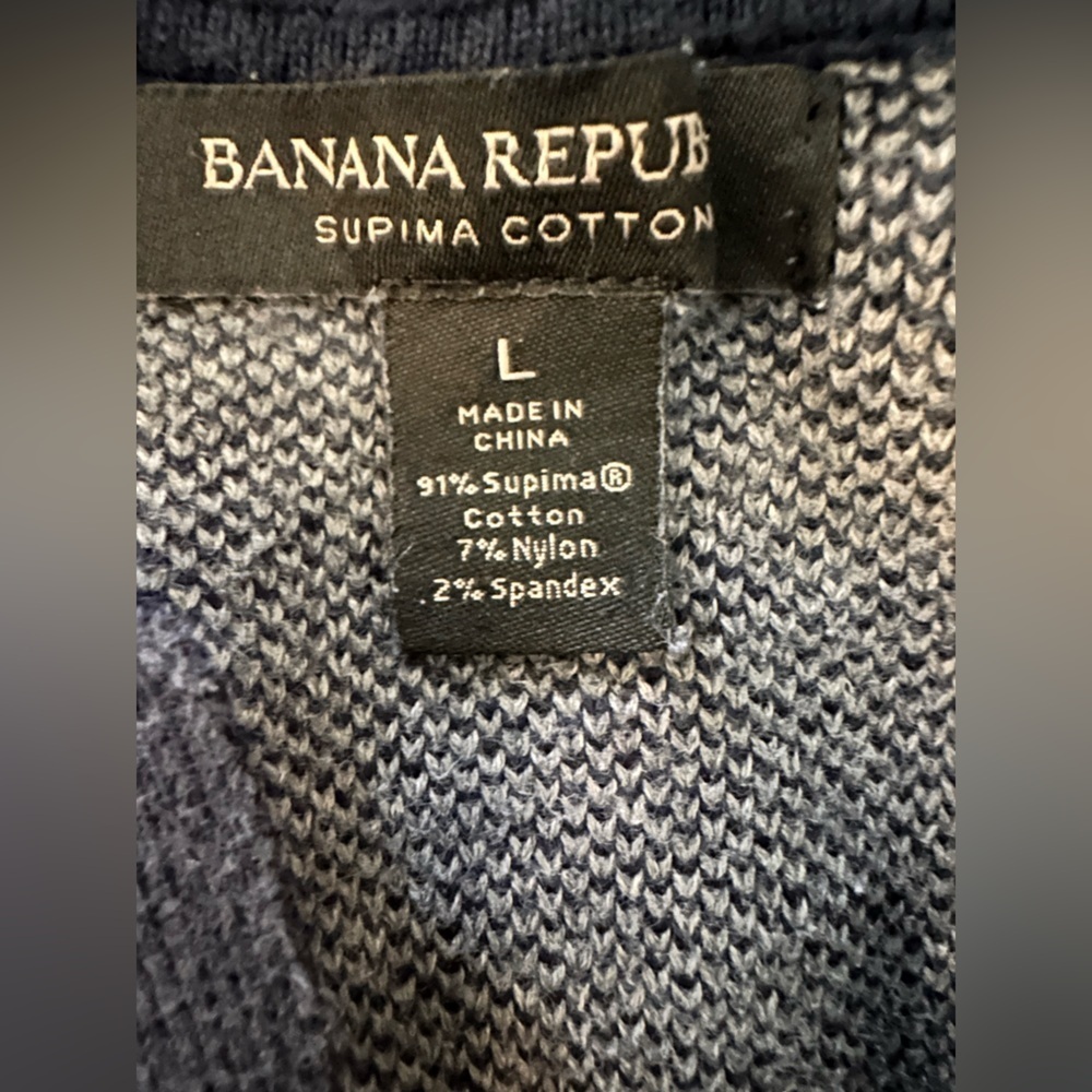 Banana Republic Supima Cotton Blue Zip Cardigan Sweater Jacket Large NWOT Black - Picture 5 of 6